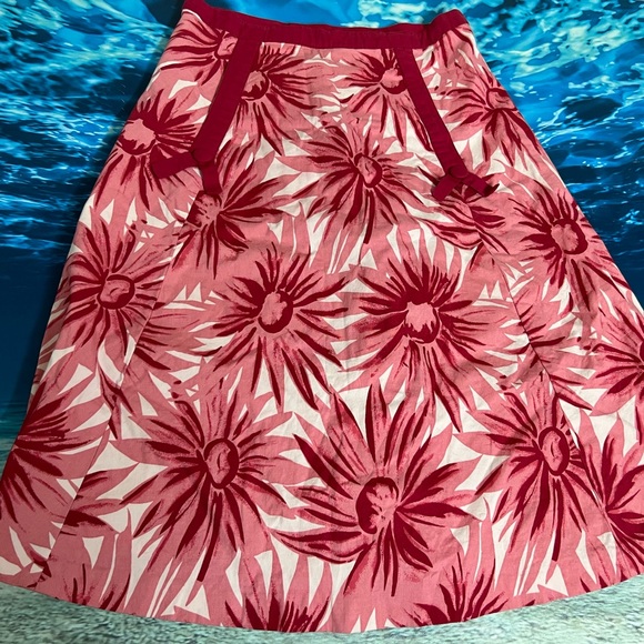 ☀️Vibrant Floral A-Line Skirt Tropical Pink Floral Skirt Summer Poolside - Picture 2 of 11